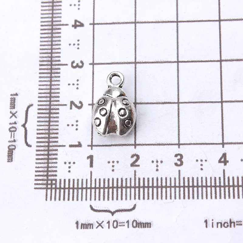 10 шт./лот Подвески Божья коровка античный серебряный цвет тон для diy ожерелье