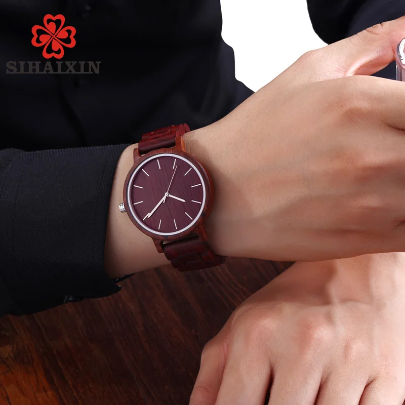 SIHAIXIN красные часы мужские роскошные с натуральным бамбуковым деревом для мужчин