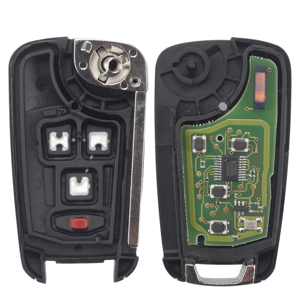 4 Кнопки Jingyuqin 2/3/4/5 кнопки дистанционного ключа автомобиля DIY для OPEL/VAUXHALL Astra J Corsa E Insignia Zafira C 2009- 315/433 МГц PCF7937E - Количество кнопок: 4 Кнопки
