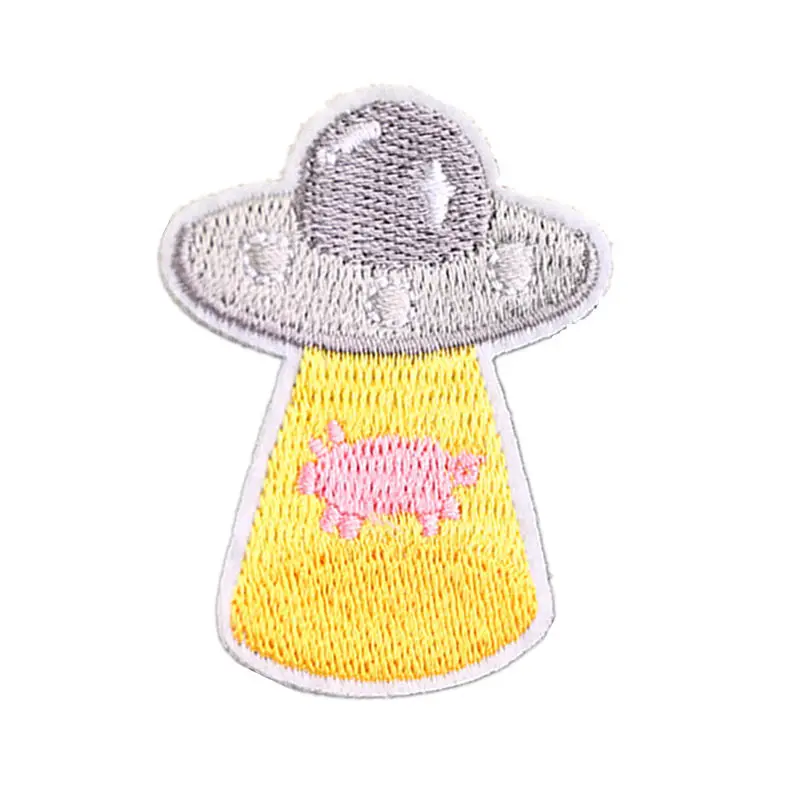 Embroidery Sew Iron On Patches UFO Pig Embroidered Badges For Bag Jeans Hat T Shirt DIY Appliques Craft Decoration | Дом и сад