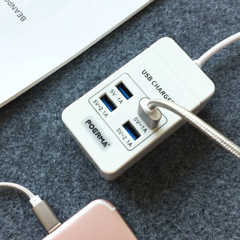 Портативный переходник 4 USB Смарт розетка для домашней электронной Мощность газа