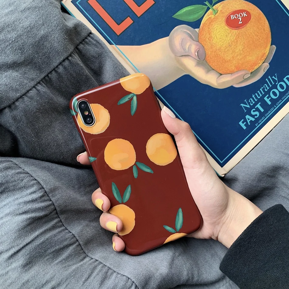 Ретро оранжевые чехлы для телефонов iphone 8 Plus 7 6 6S силиконовый чехол XS Max X XR