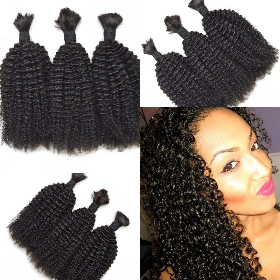 8А Монгольский Афро Кудрявый Вьющиеся Навальные Волосы Для Плетения 3 Шт./лот