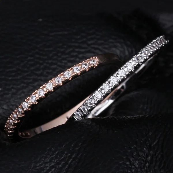 Кольцо Серебро & Rose Gold Filled кольцо Белый CZ ювелирные изделия обещание подарок