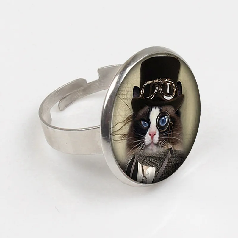 Алиса Wonderland Чеширский кот маленький котенок кольцо в стиле стимпанк ручная