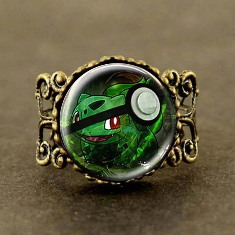 Стимпанк 2017 аниме ювелирные изделия Бульбазавр Pokeball Покемон кольцо 28 мм Круглый