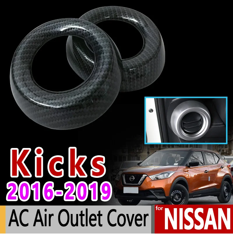 for Nissan Kicks Luxury High Quality Carbon Fiber Chrome AC Air Outlet Cover 2016 2017 2018 2019 Car Accessories Stickers | Автомобили и