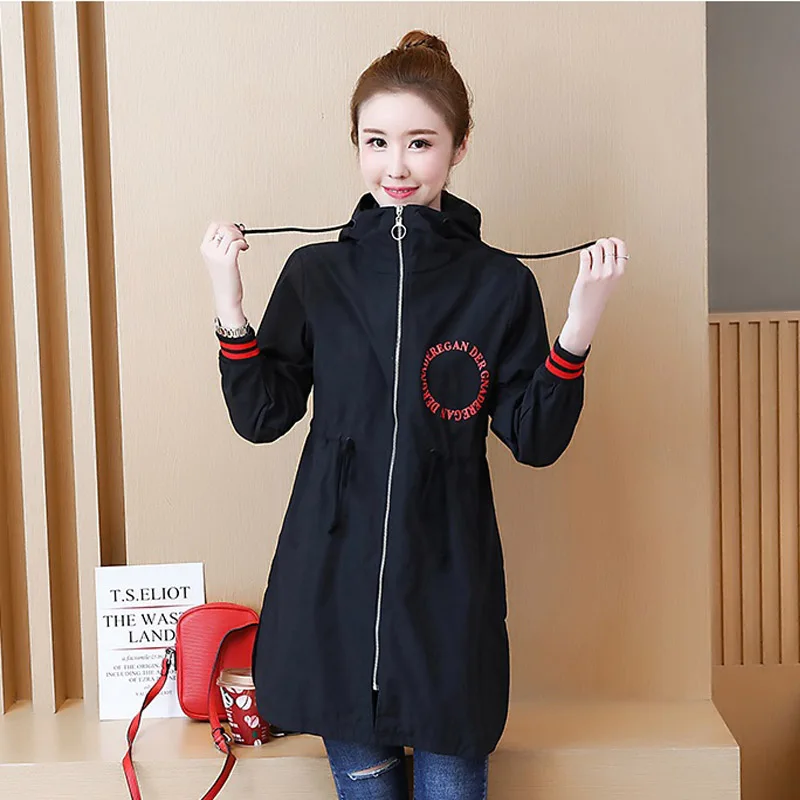 Fashion New Women Trench Coat Solid Loose Hooded Pocket Zipper Lightweight Windbreaker Outwear Female Casual 2019 Plus Size Q386 | Женская