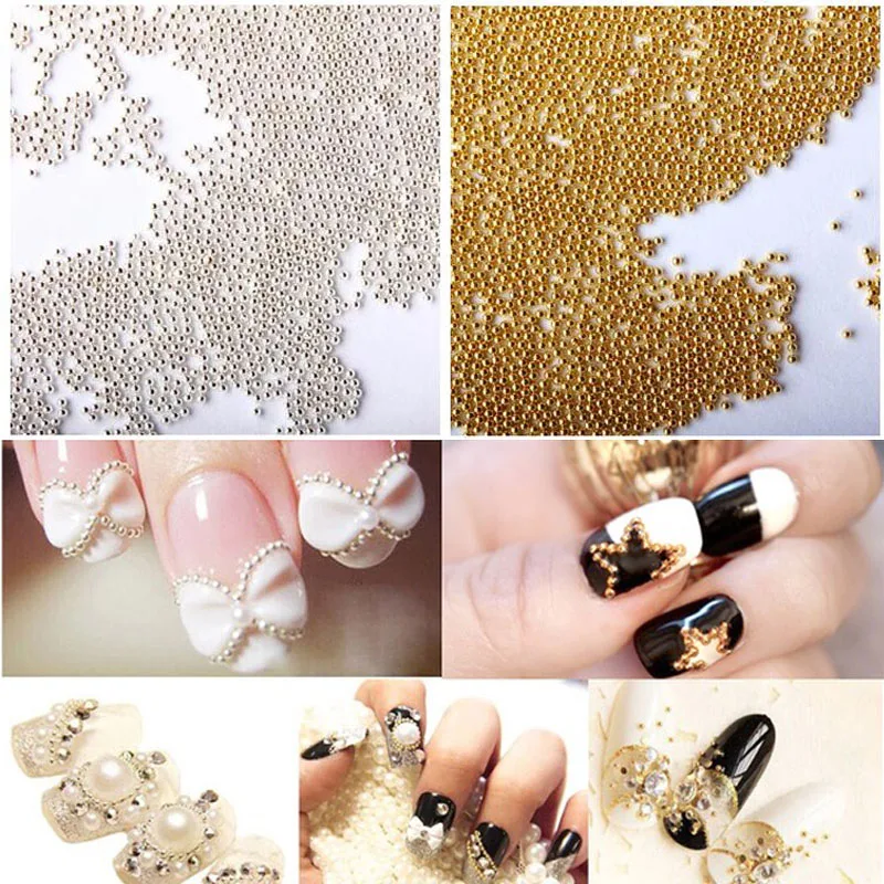 

1MM Steel Ball Metal Silver Gold Caviar Beads Mini Nail Art Decorations 20g