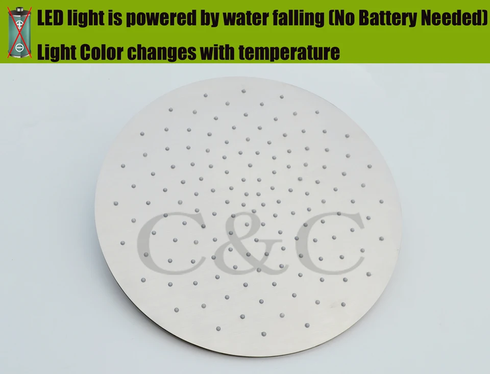 Термостатический смеситель для душа ванной комнаты 20 дюймов светодиодный цвета |