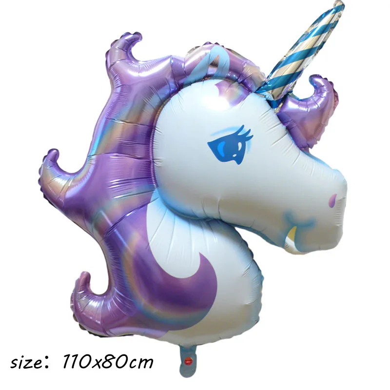 1pcs big purple MMQWEC 1 шт. 100*97 см Розовая лошадь пони фольгированные воздушные шары-единороги с днем рождения Единорог праздничные гелиевые шары Дети животные игрушки Globos - Цвет: 1pcs big purple
