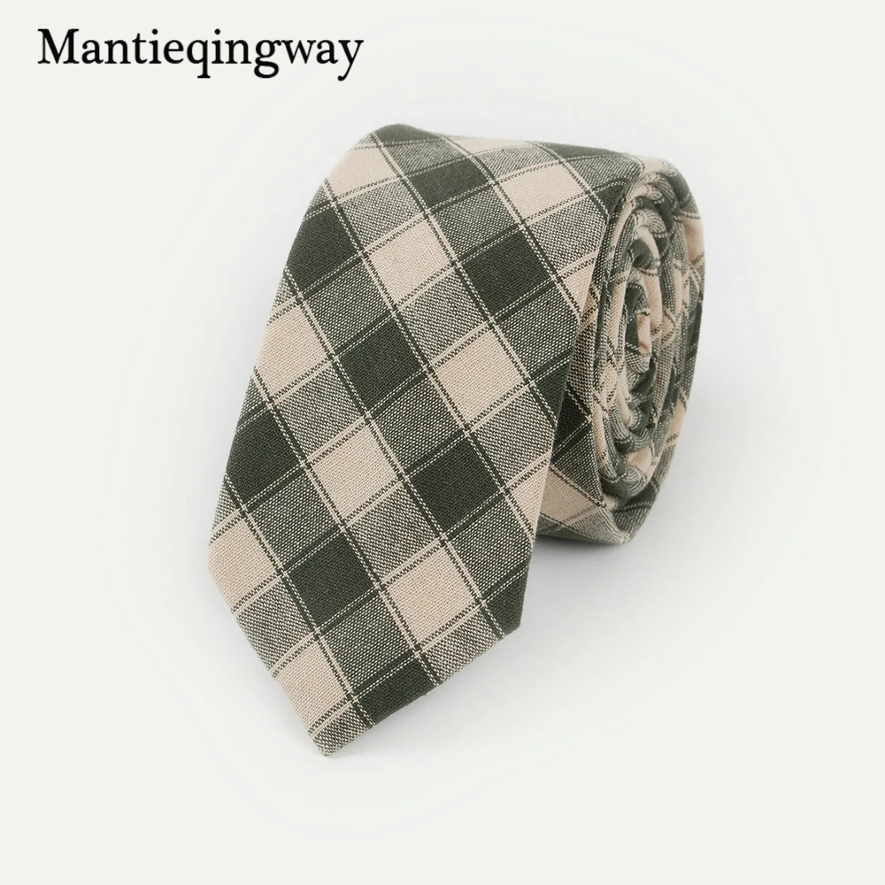 Бренд mantieqingway хлопок Для мужчин S Галстуки для Костюмы Свадебные Тощий Плед