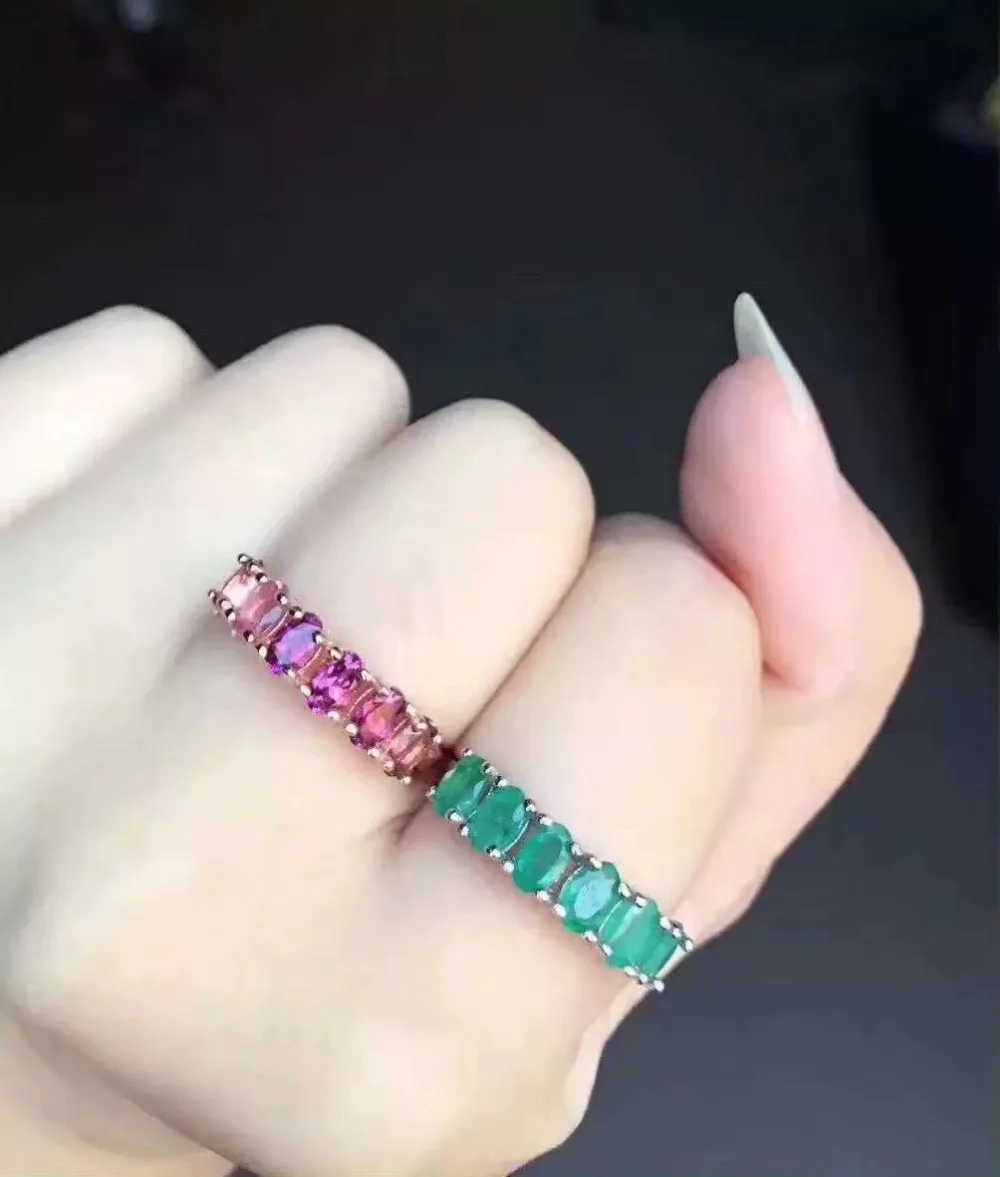 Fidelity Natural 3*5mm pink tourmaline Rings s925 sterling silver classic Permutations fine Jewelry for women gemstone | Украшения и
