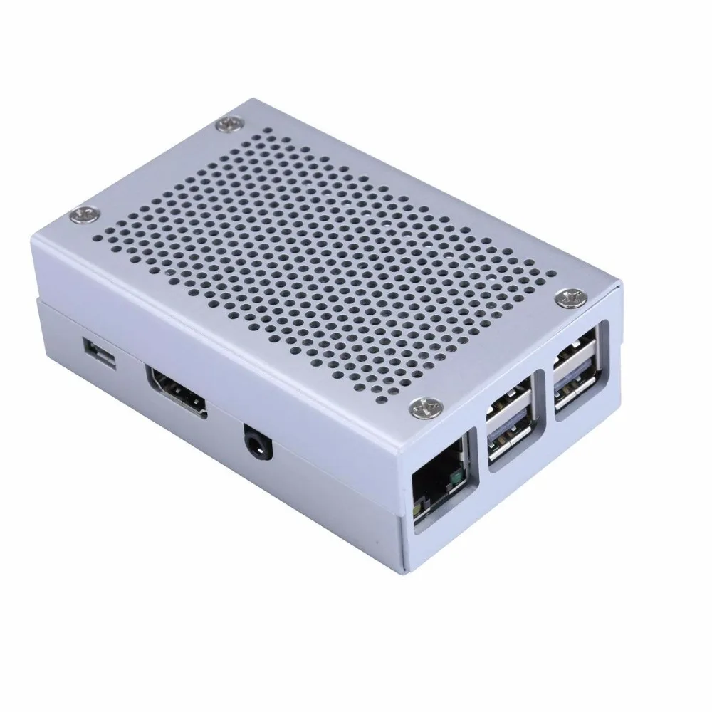 Чехол для Raspberry Pi 3 Модель B + Алюминиевый серебристый металлический чехол