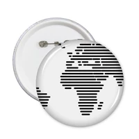 beautiful simple black white line world mutlicolour world map countries city illustration pattern round pin badge button 5pcs
