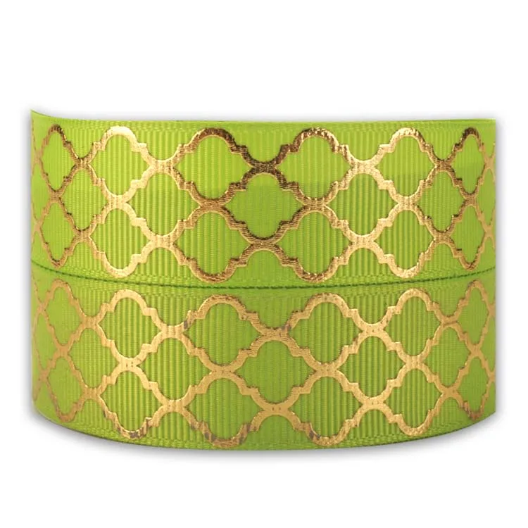 7/8&quot22mm New Gold foil diamond pattern printed grosgrain ribbon Free shipping | Дом и сад