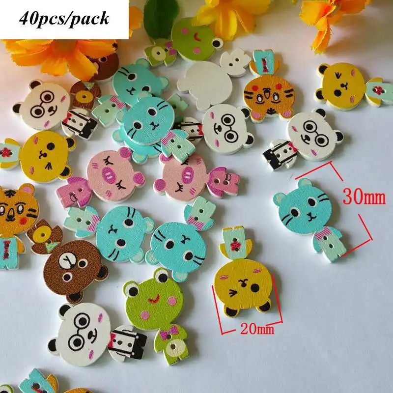 Style 27 40pcs 30/50 шт./упак. смешанные стили вариантов выбирается в произвольном порядке мультфильм головистой формы деревянные кнопки для рукоделия "сделай сам" Скрапбукинг; прошитые вручную L-1 - Цвет: Style 27 40pcs