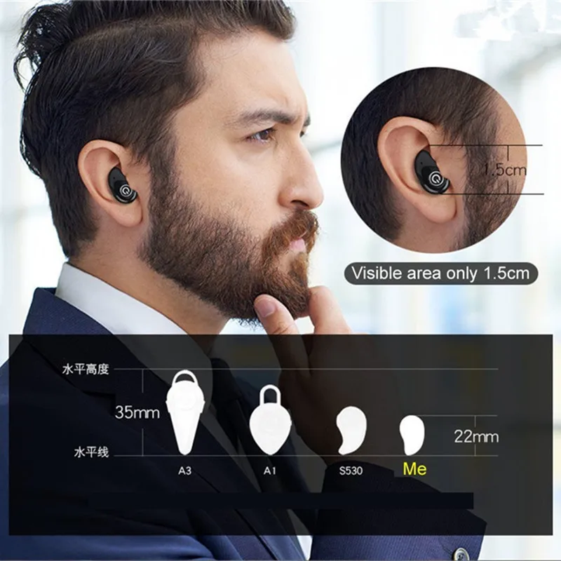 С 500 мАч зарядки окно S600 ультра мини Беспроводной Bluetooth гарнитуры V4.1 + EDR