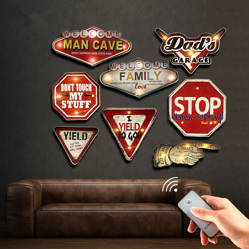 Мужская пещера пульт дистанционного управления светодиодный неоновый гаражный