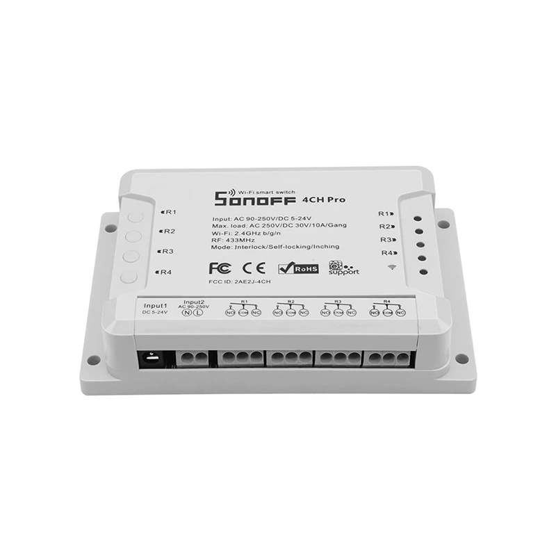 Интеллектуальный выключатель света Sonoff 4CH Pro R2 4 канальный переключатель Wi Fi 433 МГц