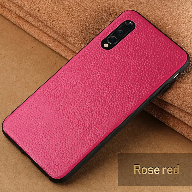Розово-красный Для мужчин Бизнес Роскошный кожаный чехол для xiaomi mi 8 lite A2 противоударный чехол из натуральной кожи задняя крышка для xiaomi Redmi Note 7 - Цвет: Розово-красный
