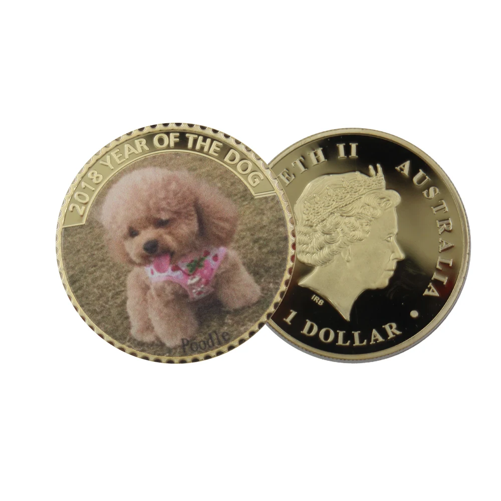 

24k Gold Plated Metal Coin 999.9 Gold Plated Puppy Commemorative Souvenir Coins New Year Lucky Gifts Worth Collection