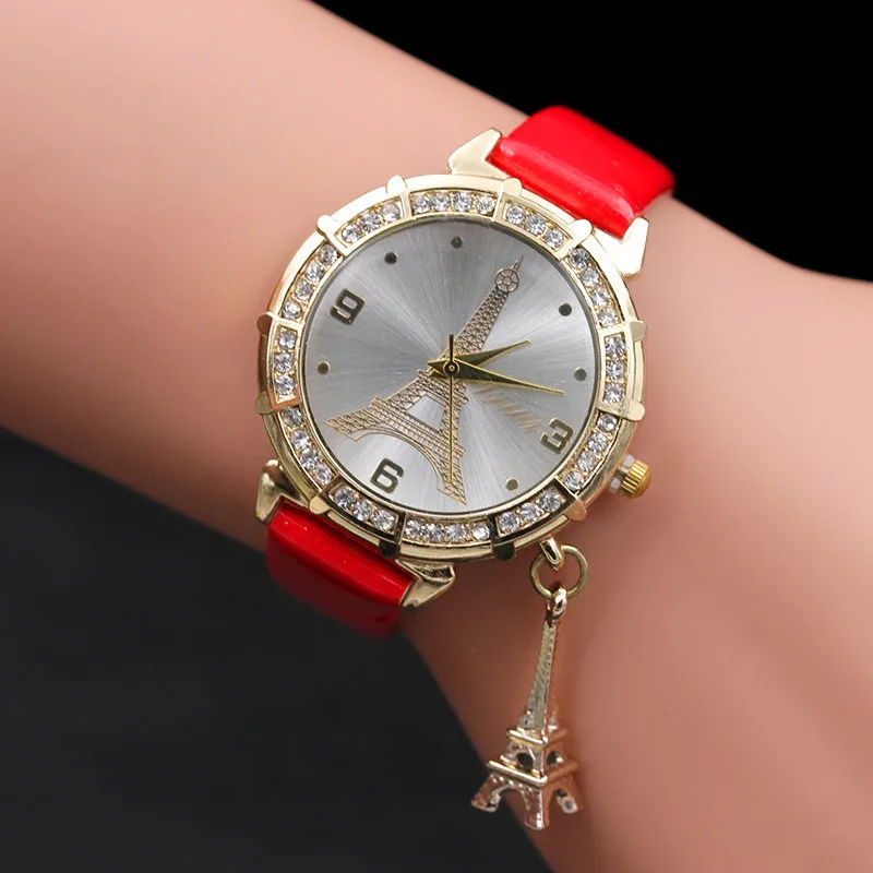 Женские наручные кварцевые часы La moda Reloj de dama с подвеской в виде Эйфелевой башни