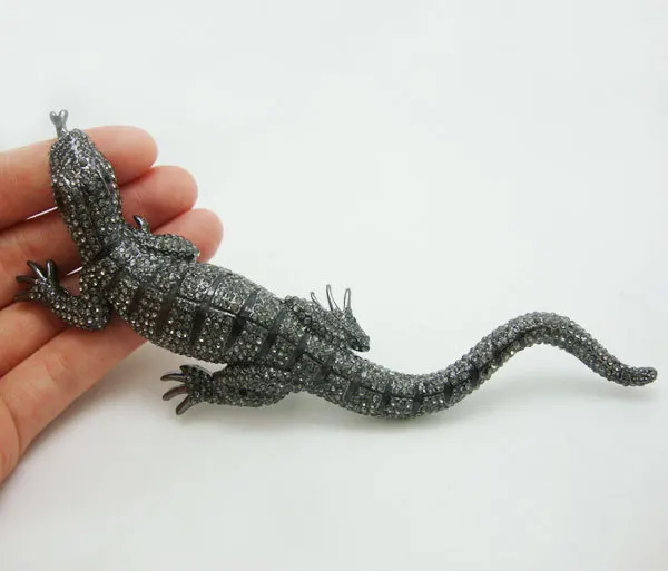 Женская Винтажная брошь Gecko черная классическая в стиле ретро с кристаллами 6 42