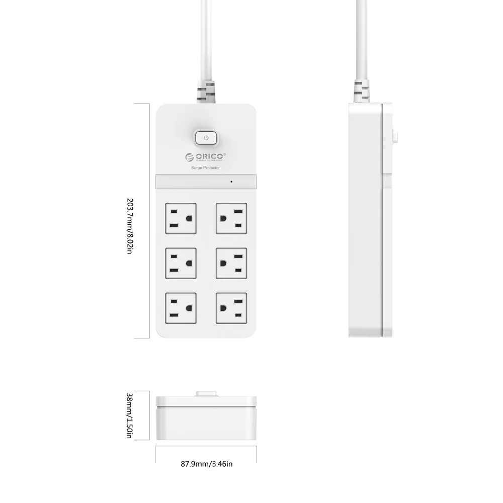 ORICO SPT S6 умная usb розетка штепсельная вилка США переключатель перегрузки защита от