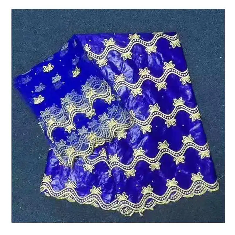 

Black bazin riche getzner 5 yards with scarf 2 yards white and gold royal blue african fabric high quality lace with beads