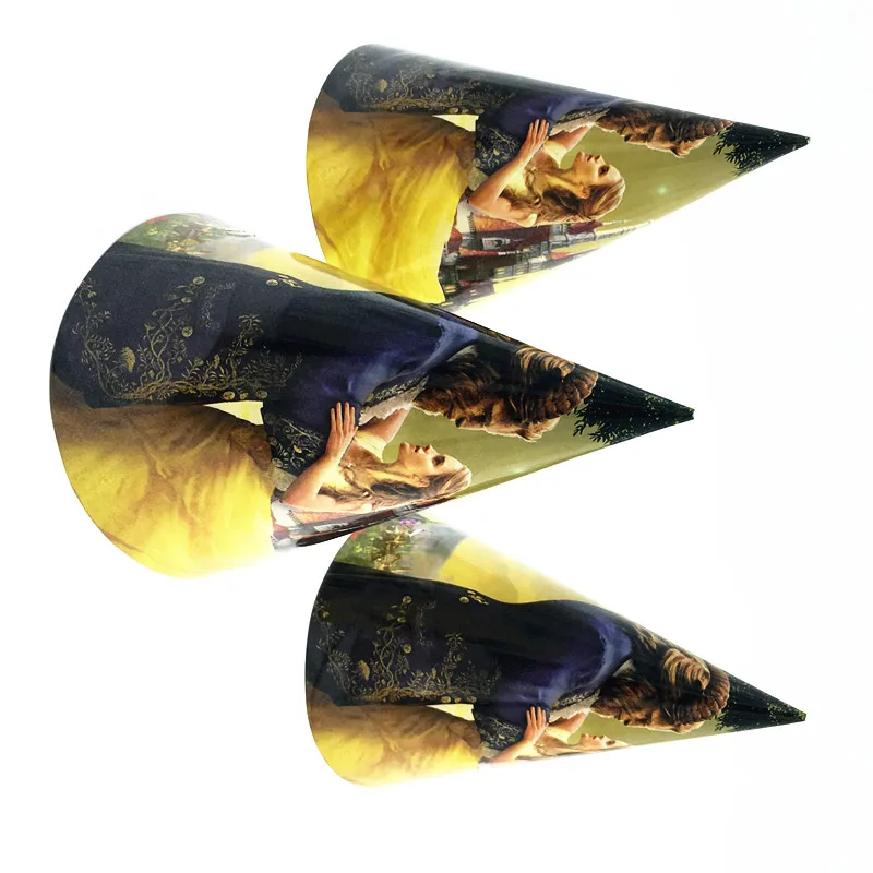 6 шт./лот бумажные шапки для дня рождения с изображением красавицы и чудовища