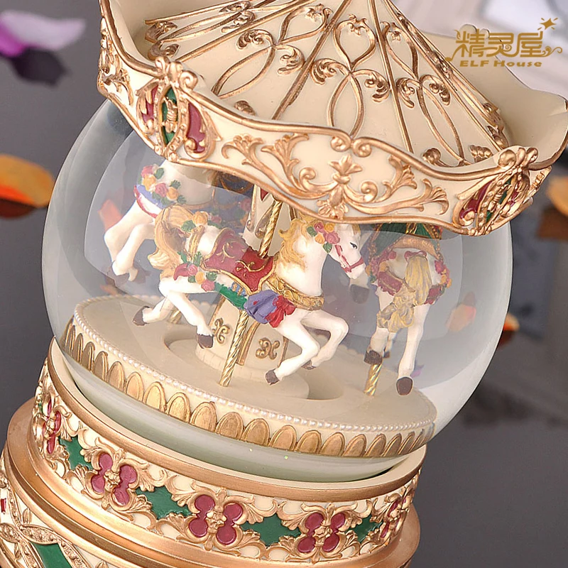 Carousel музыкальная шкатулка в подарок на день рождения виде хрустального шара