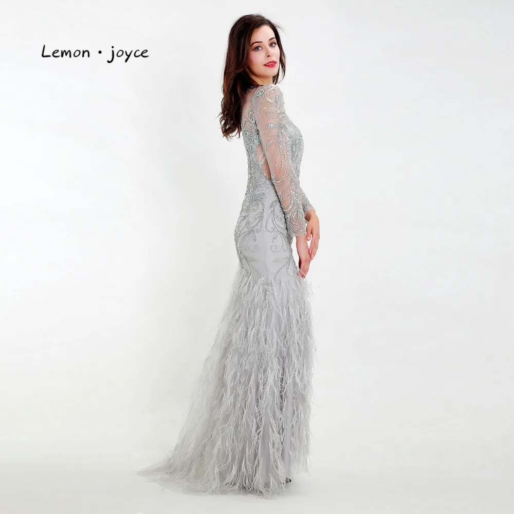 Женское вечернее платье Lemon joyce с длинным рукавом и перьями большие