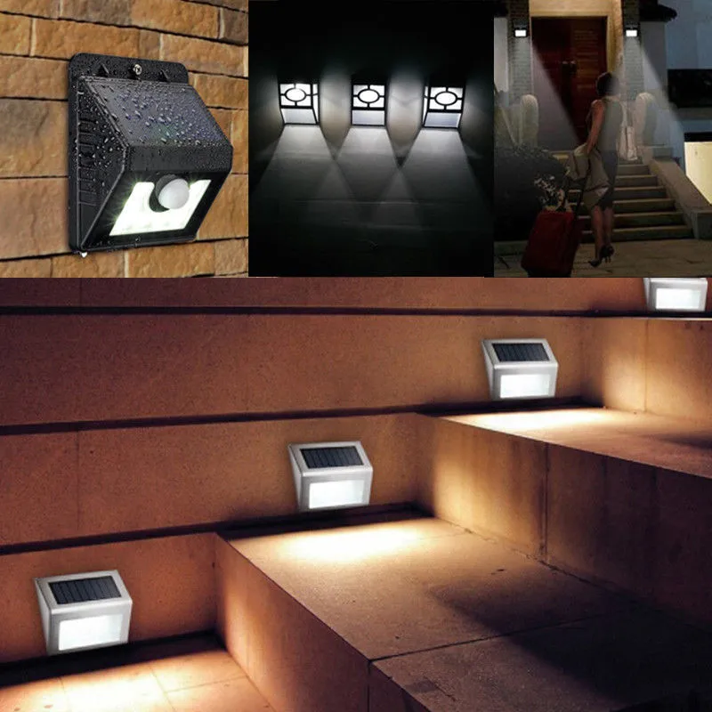 Stair lamp Warm Домашний светодиодный светильник с датчиком движения на солнечной батарее, Уличный настенный светильник для сада - Цвет: Stair lamp Warm