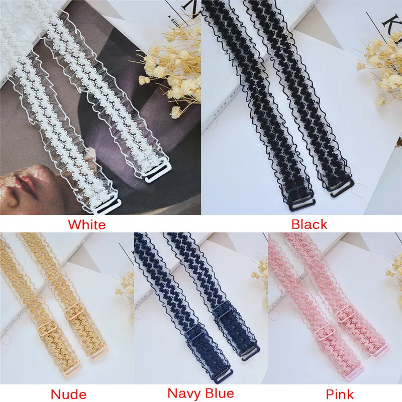 

Invisible Hollowed Lace Flower Double Shoulder Straps Antiskid Novel Bra Shoulder Strap Casual Bra Straps