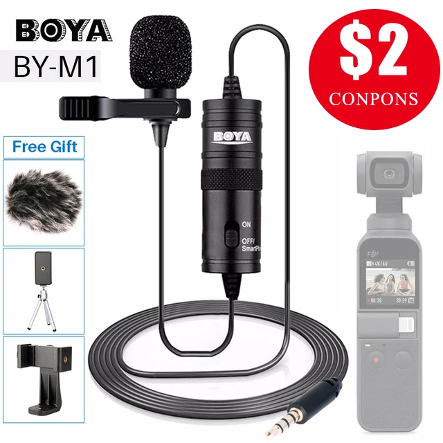 Микрофон BOYA BY M1 Vlog для записи аудио и видео микрофон iPhone Android Mac петличный цифровой