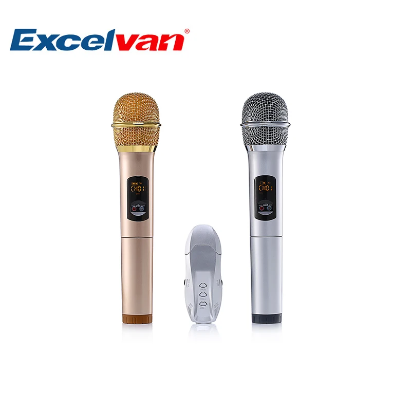 Excelvan K18U профессиональный Bluetooth два ручных микрофона с UHF беспроводной микрофон системы легкий в весе светодиодный дисплей