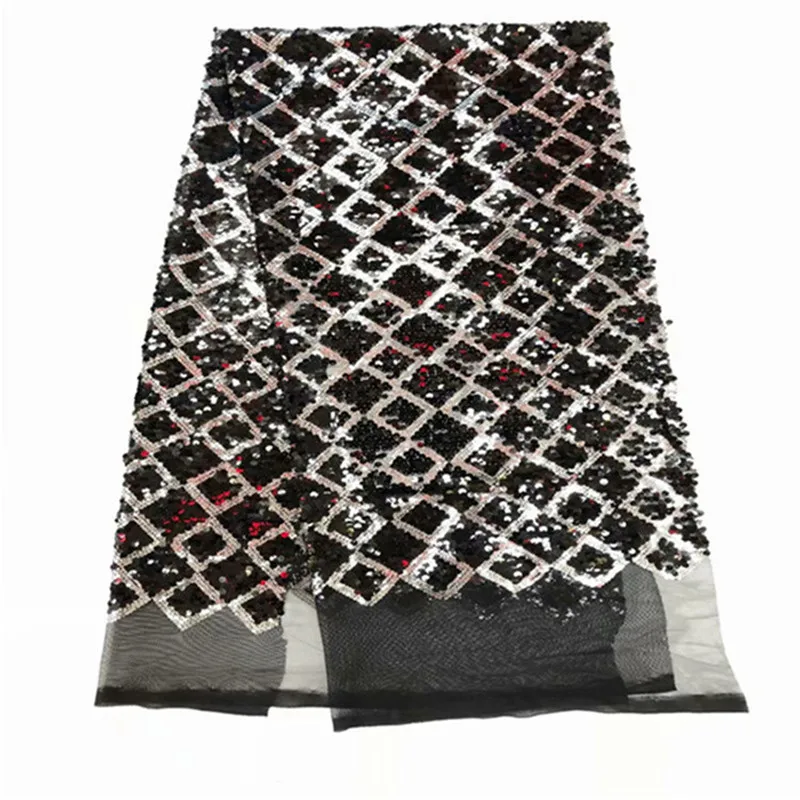 Серебристо-белая африканская французская сетчатая кружевная ткань с блестками