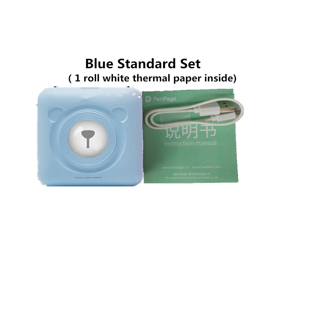 Blue Standard Set GOOJPRT безчернильный Bluetooth карманный портативный A6 Peripage термопринтер изображение мобильный мини фотопринтер Imprimante Thermique - Цвет: Blue Standard Set