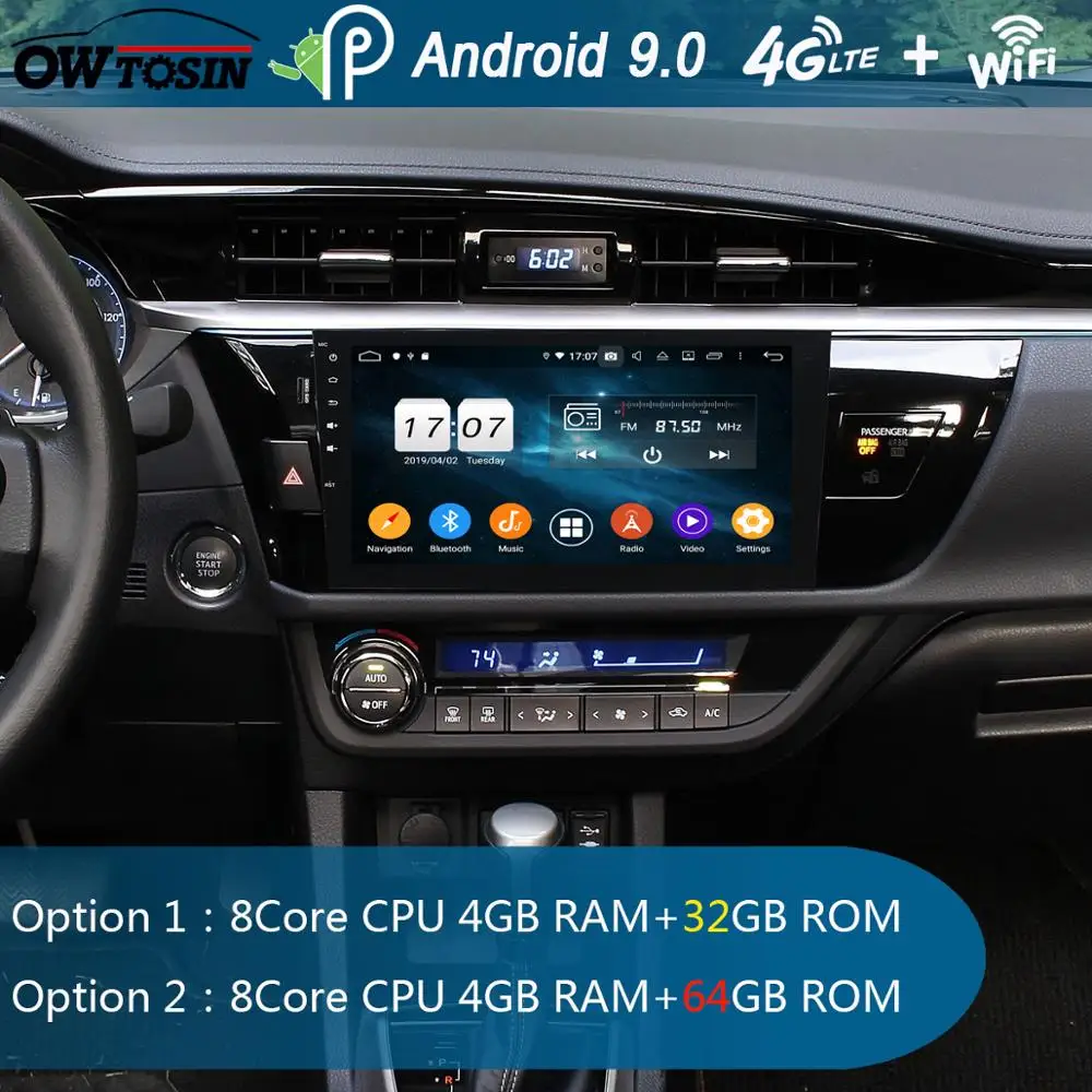 10 1 &quotIPS 8 Core 4 Гб RAM + 64 ROM Android 9 0 автомобильный DVD радио мультимедиа GPS Navi для Toyota Levin