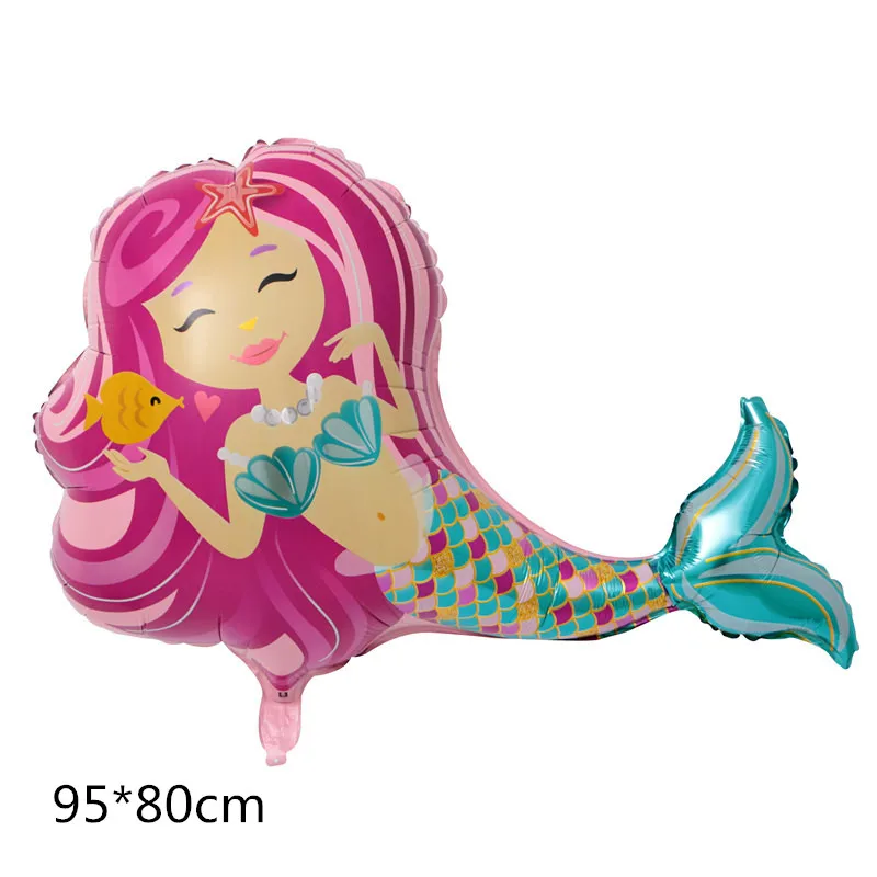 large mermaid Большие 95*80 см милые воздушные шары из фольги в виде Русалочки для девочек, украшения для дня рождения, гелиевые воздушные шары в виде Русалочки из мультфильма - Цвет: large mermaid