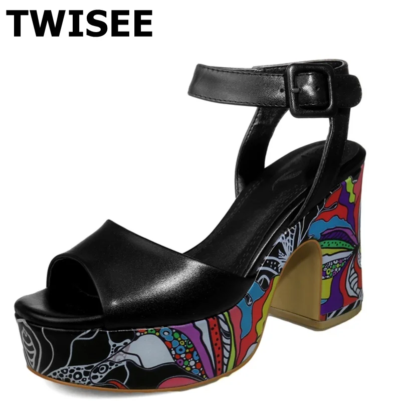 Платформа Натуральная Кожа Женская обувь женщина сандалии peep toe Красивая