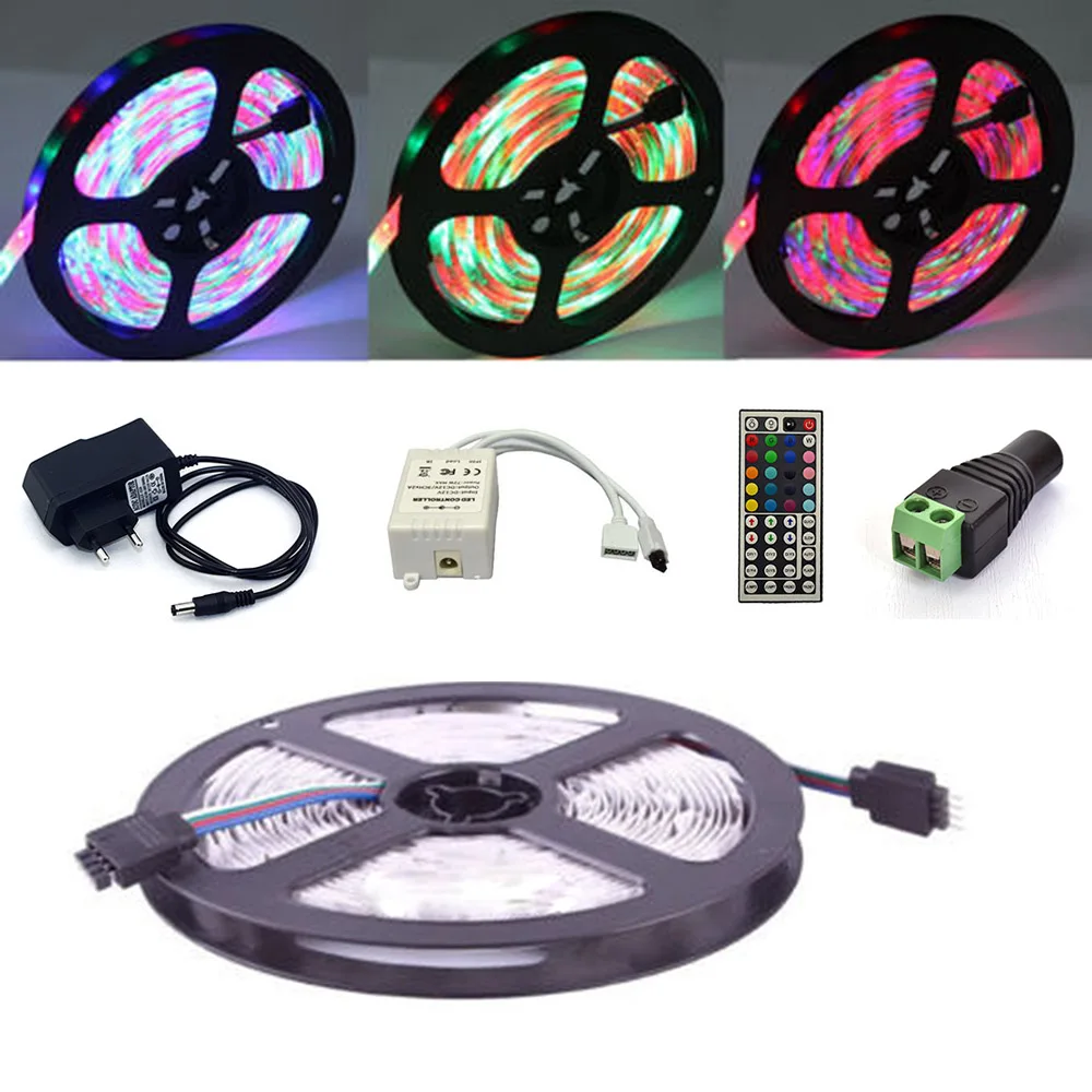 DC 12 В 5 м 300 светодиодный S RGB светильник SMD 3528 Диодная лента гибкий s + блок питания