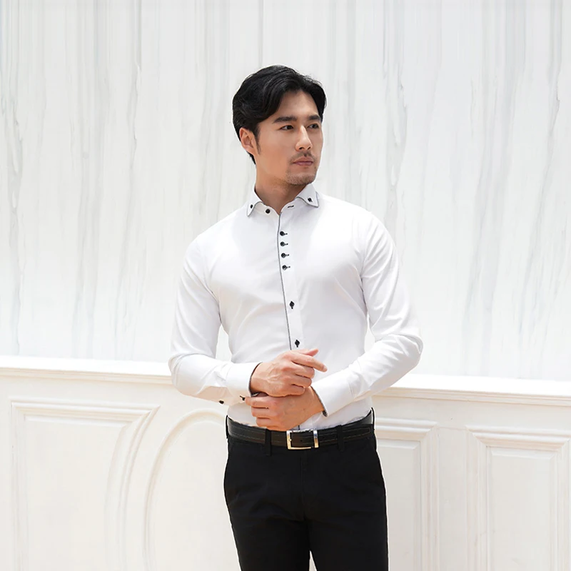 

Deepocean men fashion shirt long sleeve casual shirt cotton fabric slim fit mens clothing winter plus size tops DaDDX76536L