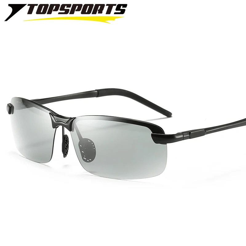 

TOPSPORTS Photochromic Polarized Sunglasses Alloy Sports Men Driving Day and Night Vision Glasses UV400 Eyewear