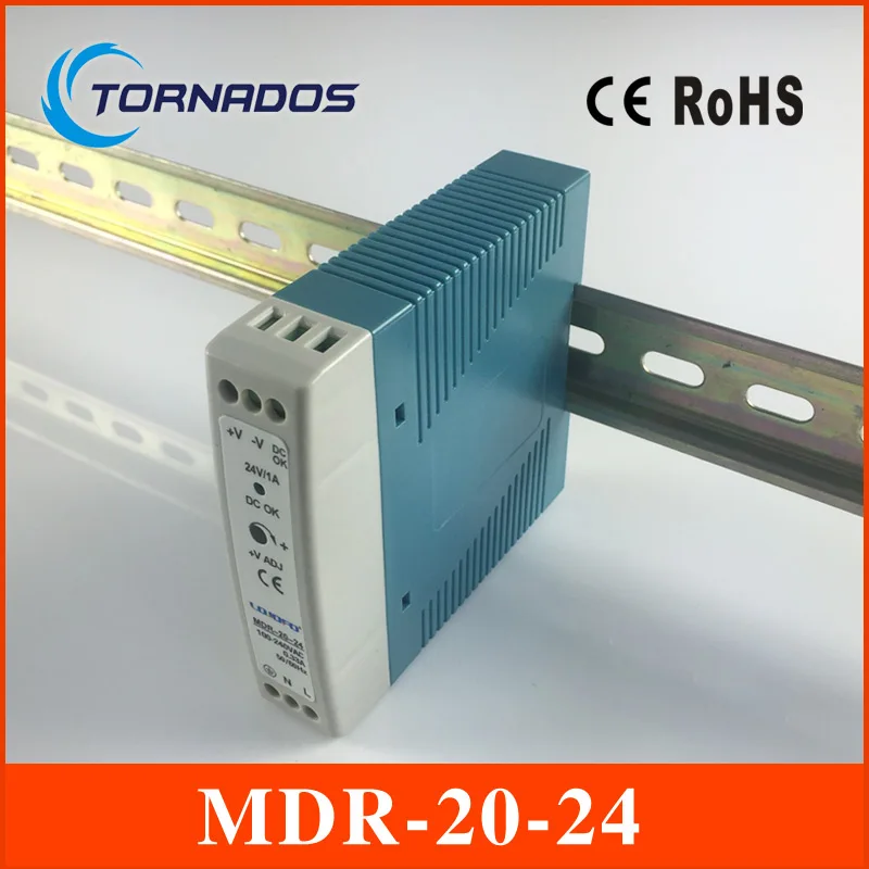 MDR 20 24 DC OK релейный контакт 24В 1А Вт импульсный источник питания ac к dc Din рейку|switch