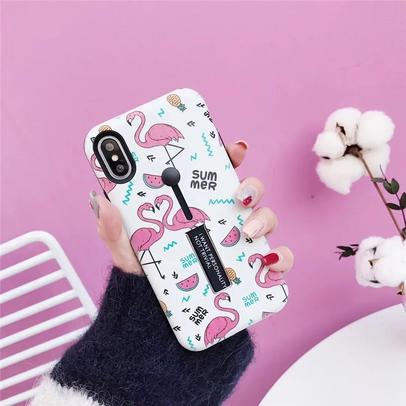 Фламинго чехол для iPhone 7 Чехол Винтаж палец кольцо из мягкого силикона животных
