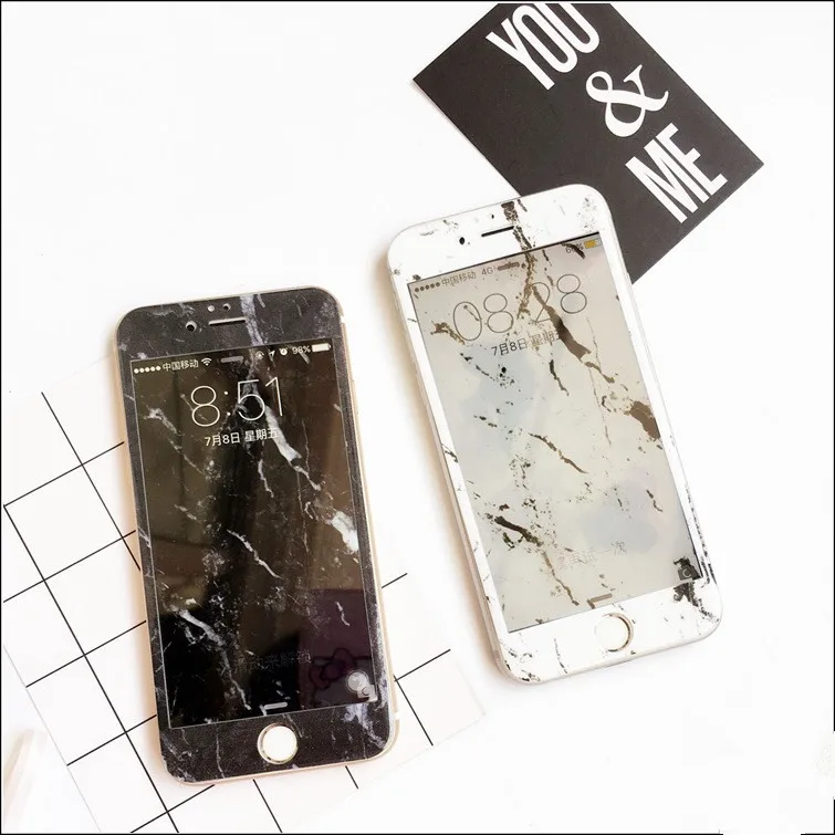 Для iPhone11 Xsmax 78PLUS XR 6S SE2 мрамор глянцевое углеродное волокно передний экран 9H