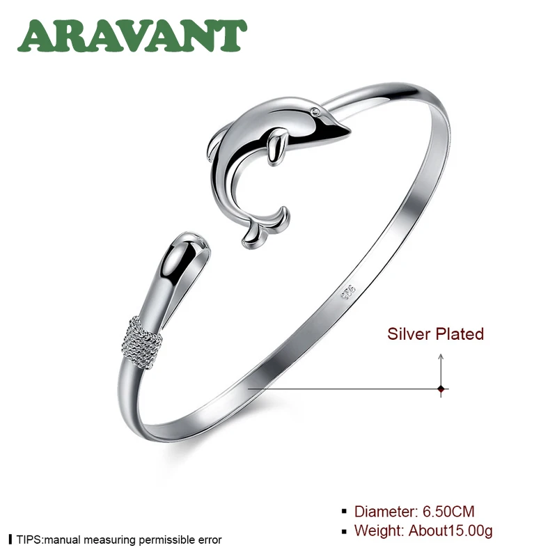 925 Jewelry Playful Dolphin Lock Buckle Bangle For Women Wedding Fashion Silver Plated Gifts | Украшения и аксессуары