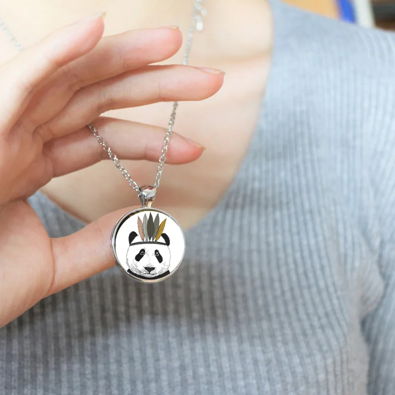 Panda Bear Bronze Plated Pendant Necklace Wildlife Art Indian Style Vintage Women Jewelry Men Bijoux | Украшения и аксессуары